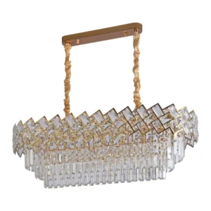 Lustre Pendente Cristal Dourado Excelência Aurora