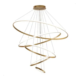 Lustre Pendente Moderno Anéis Dourado Excelência LED 5 Camadas