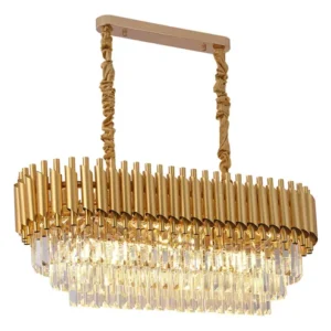 Lustre Pendente Dourado Cristal Excelência Solara