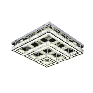 PLAFON DE SOBREPOR LED QUADRADO 76W BIVOLT 60X60CM CRISTAL E METAL CROMADO E TRANSPARENTE