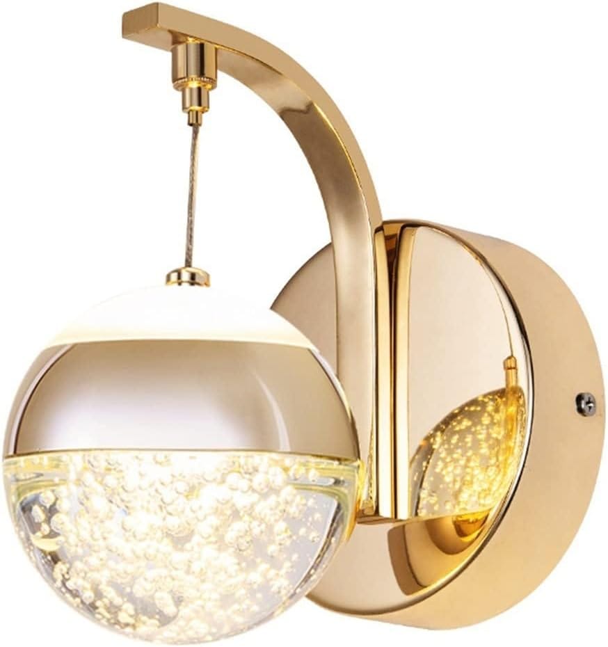 Arandela de parede de cristal de níquel Buble bubles Crystal, luminária de parede interna com abajur de vidro transparente bolha