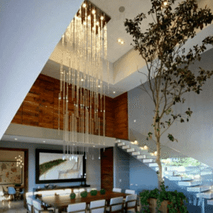 Lustre de cristal ED ASTRA 02 Design com 2,50 a 4,00 metros para Casa com Pé Direito Duplo