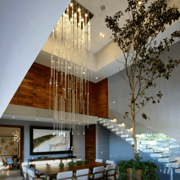 Lustre de cristal ED ASTRA 02 Design com 2,50 a 4,00 metros para Casa com Pé Direito Duplo