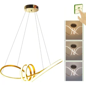 Lustre Pendente Moderno Dourado Twist the loop 60w Cabo 2m Luz 3/1