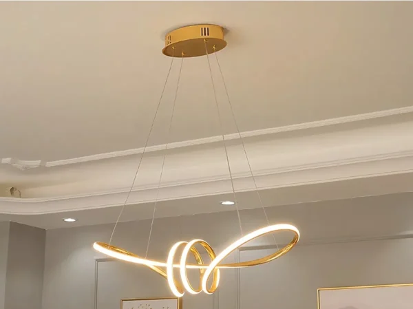 Lustre Pendente Moderno Dourado Twist the loop 60w Cabo 2m Luz 3/1 - Imagem 4