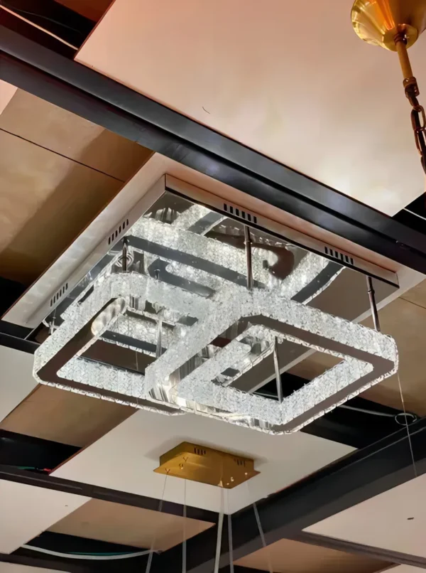 Lustre Led Cristal ED exclusive 48w Moderno Inox Luz 3em1 - Imagem 5