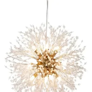 Lustre Pendente Moderno Cristal conta de oração Elegância Design  Dourado