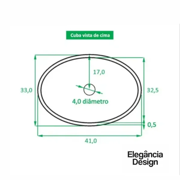 Cuba De Apoio Cerâmica  Dourada Oval 14x41x33cm CBAED-003 - Imagem 4