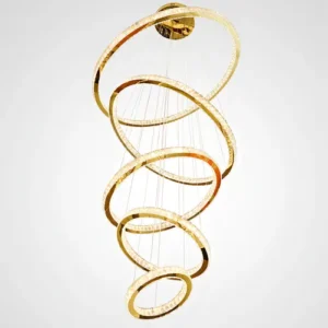 Pendente Lustre Elegance Luxury modern cristal 5 Anéis Led 3000k 110v/220v Dourado