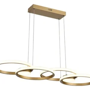 Luminária Pendente Horizon Ring Led 48w 3 Em 1 Moderno Sala Mesa Cor Dourado