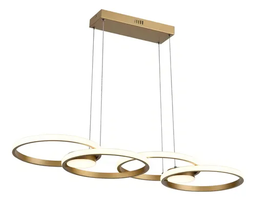 Luminária Pendente Horizon Ring Led 48w 3 Em 1 Moderno Sala Mesa Cor Dourado