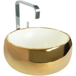 Cuba De Apoio Cerâmica  Branca e DouradaCBAED-005