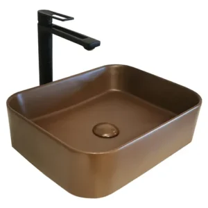 Cuba de Apoio Cerâmica CBAED-008 - Retangular Marrom Fosca