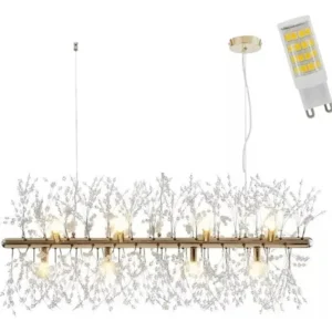 Lustre Cristal Equinócio de Primavera 95cm 12 Bocais Dourado