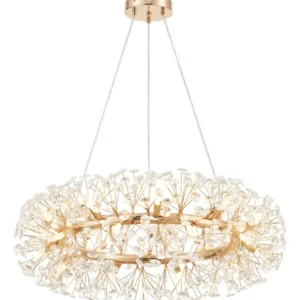 Lustre Pendente Cristal Modern fireworks Dourado Aro 80cm