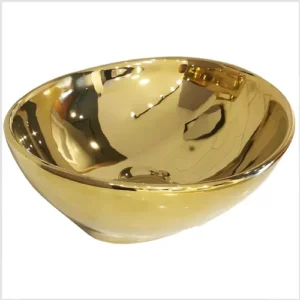 Cuba De Apoio Cerâmica  Dourada Oval 14x41x33cm CBAED-003