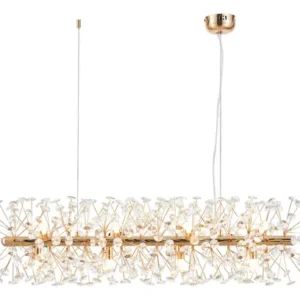 Lustre Cristal SolstÍcio 90cm Dourado Sala