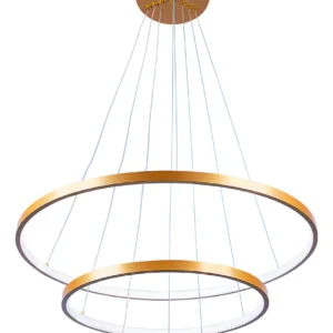 Lustre pendente anéis LED moderno dourado 3 aros