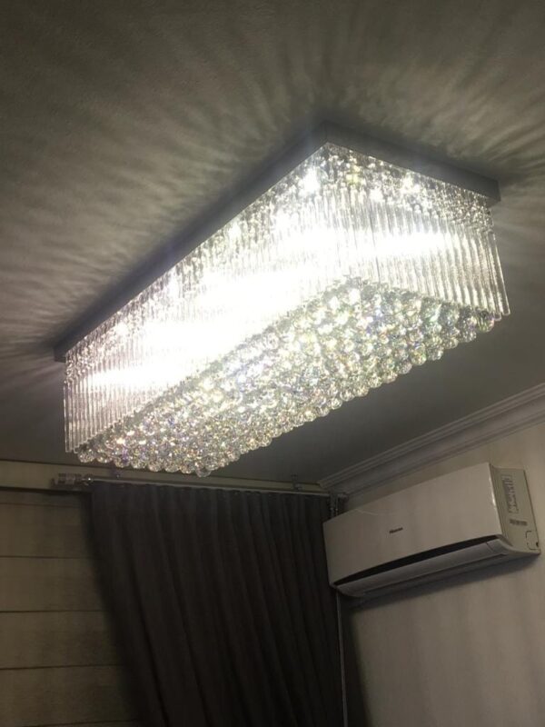 Lustre Plafon Retangular De Cristal 100x40 - Sala De Jantar