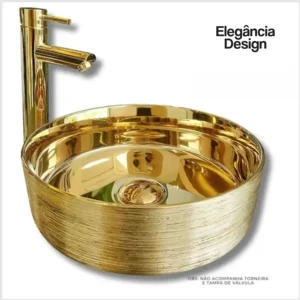 Cuba De Apoio Redonda Dourada - Cerâmica CBAED-004